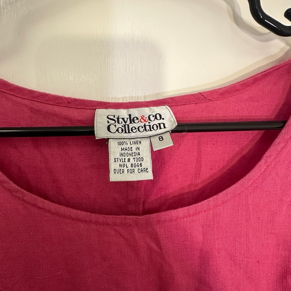 100% linen, pink summer dress - Picture 2 of 3
